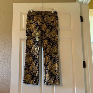 Black gold brocade knit pants